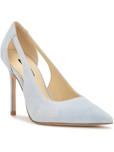 Nine West Favon Womens Suede Pointed Toe Pumps In White
