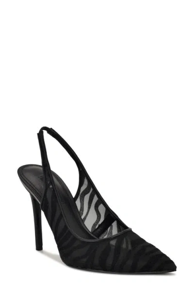 Nine West Feather Pointed Toe Slingback Pump In Black