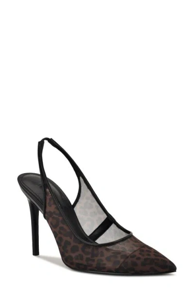 Nine West Feather Pointed Toe Slingback Pump In Brown