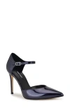 Nine West Fiere Ankle Strap Pointed Toe Pump In Dark Blue