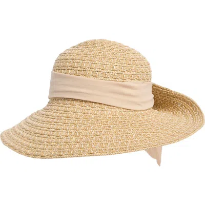 Nine West Flip Up Floppy Straw Sun Hat In Brown