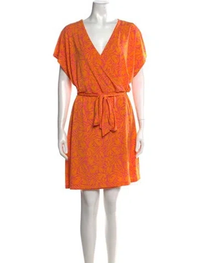 Pre-owned Nine West Floral Print Mini Dress In Orange