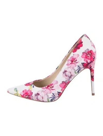 Pre-owned Nine West Floral Print Pumps In Purple