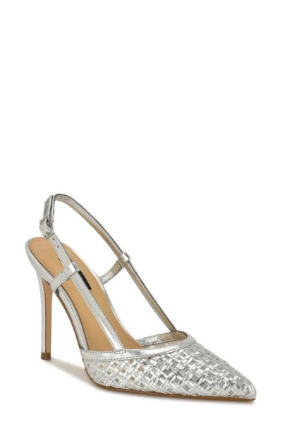 Nine West Floree Pointed Toe Slingback Pump In Silver