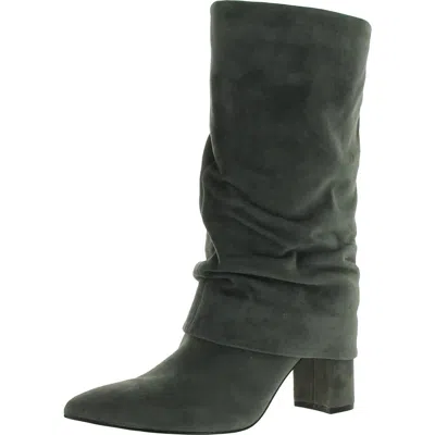 Nine West Francis 2 Womens Block Heel Faux Suede Mid-calf Boots In Grey