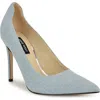 Nine West Freds Pointed Toe Pump In Light Blue Denim