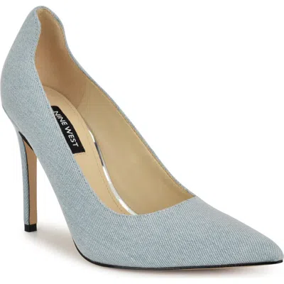 Nine West Freds Pointed Toe Pump In Light Blue Denim