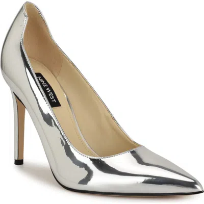 Nine West Freds Metallic Stiletto-heel Pumps Women In Silver Mirror Metallic
