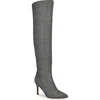 Nine West Fredy Pointed Toe Over The Knee Boot In Silver