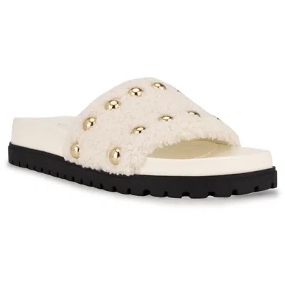 Nine West Freely2 Womens Faux Fu Slip On Slip-on Shoes In White