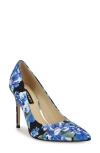 Nine West Women's Fresh Stiletto Pointy Toe Dress Pumps In Dark Blue Floral