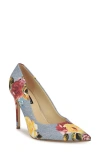 Nine West Fresh Pointed Toe Pump In Medium Blue Floral