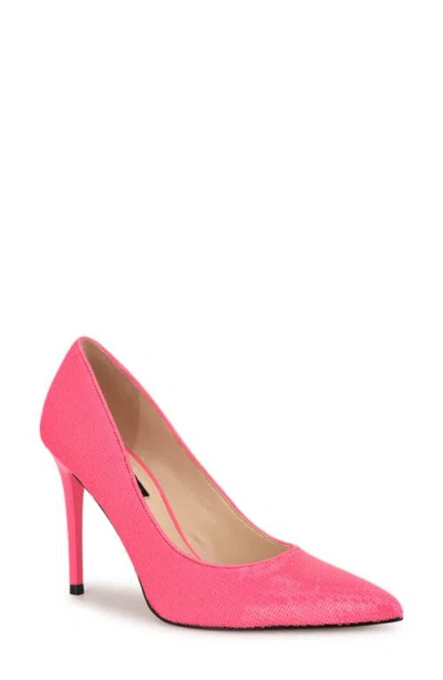 Nine West Fresh Pointed Toe Pump In Medium Pink Sequin