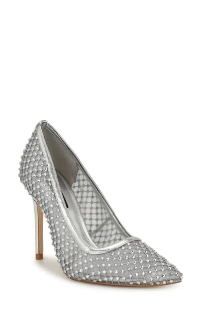 Nine West Freshe Crystal Embellished Pump In Silver