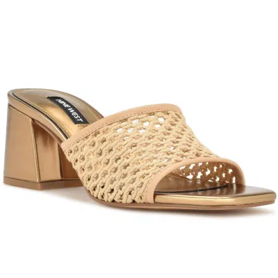 Nine West Galant Womens Faux Leather Woven Heels In Brown