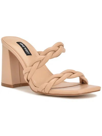 Nine West Garita3 Womens Braided Straps Casual Block Heel In Pink