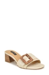 Nine West Women's Garta Slip-on Square Toe Dress Sandals In Cream - Faux Leather - Pu