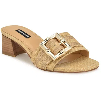 Nine West Garta2 Womens Buckle Woven Block Heel In Light Natural Woven - Manmade
