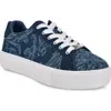 Nine West Gatsby Platform Sneaker In Dark Blue Denim Floral Multi