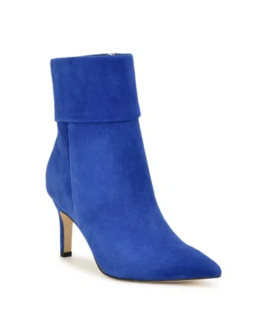 Nine West Gemms Bootie Womens Blue Suede Stiletto Heel Ankle Boots Lion8