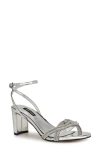 Nine West Genner Ankle Strap Sandal In Silver Mirror Metallic