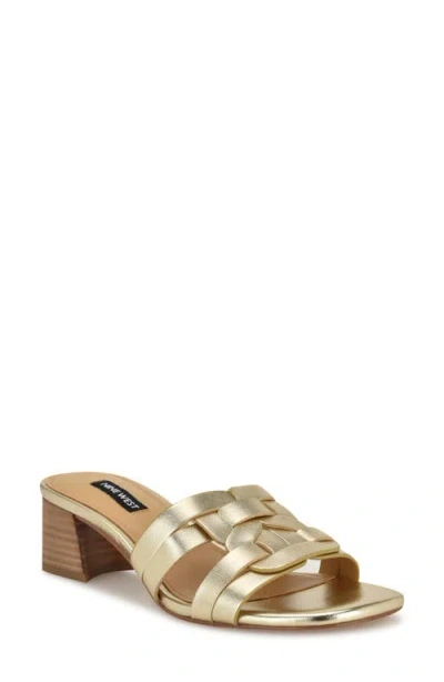 Nine West Gennie 3 Metallic Heeled Sandals Women In Gold