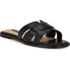 Nine West Germani Womens Leather Square Toe Slide Sandals In Black