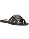 Nine West Germani Womens Leather Square Toe Slide Sandals In Black