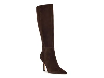 Nine West Gerty Boot In Dark Brown Suede