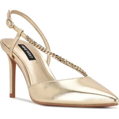 Nine West Gisha Chain Slingback Pump In Gold