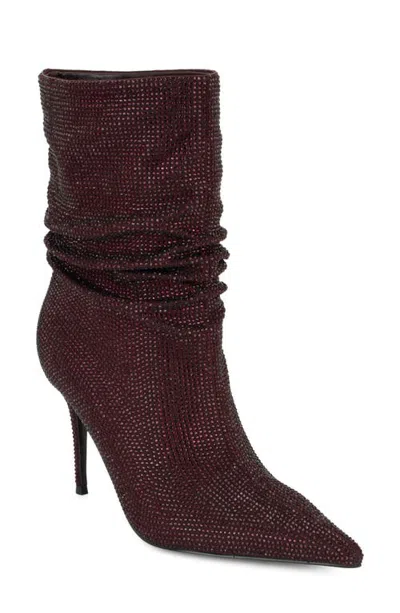 Nine West Glamsta Crystal Embellished Bootie In Burgundy