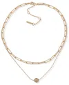 Nine West Glass Stone Gold-tone Two-row Necklace In Gold