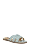 Nine West Glorie Slide Sandal In Light Blue Patent