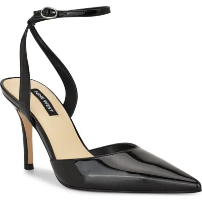 Nine West Grana Ankle Strap Pointed Toe Pump In Black
