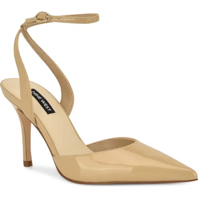 Nine West Grana Ankle Strap Pointed Toe Pump In Brown
