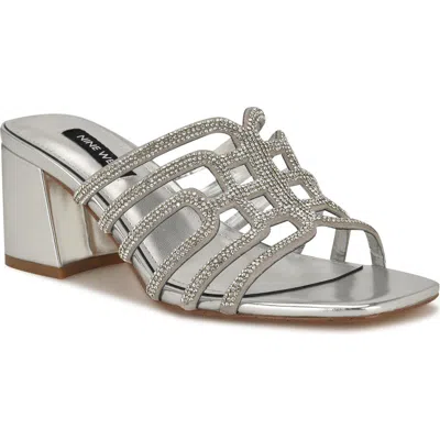 Nine West Grassa Slide Sandal In Silver