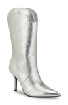 Nine West Grasy Western Boot In Silver