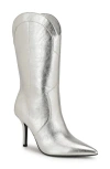 Nine West Grasy Western Boot In Silver