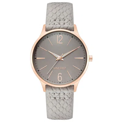 Nine West Gray Leather Dress Watch
