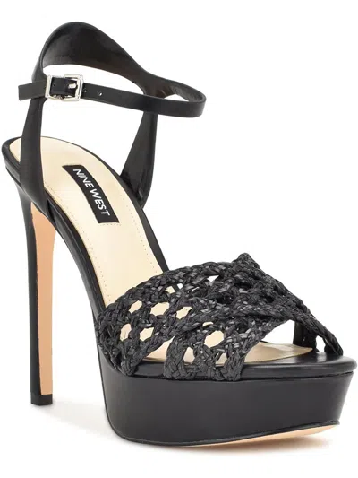 Nine West Grecia 2 Womens Woven Ankle Strap Platform Sandals In Black