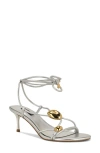 Nine West Greska Ankle Wrap Sandal In Silver