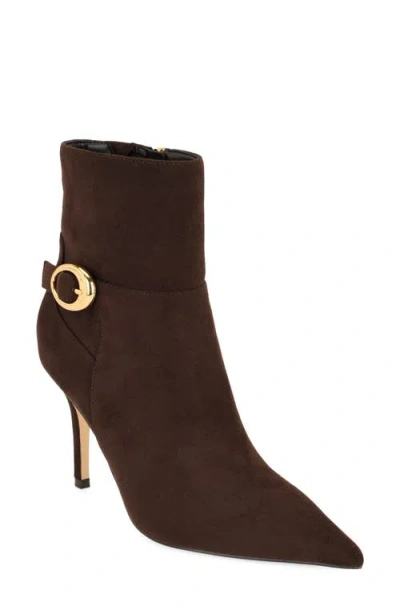 Nine West Gretzy Buckle Embellished Bootie In Brown