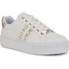 Nine West Gripes Platform Sneaker In White,gold