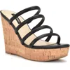 Nine West Haloway3 Womens Laceless Man Made Wedge Sandals In Black