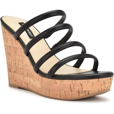 Nine West Haloway3 Womens Laceless Man Made Wedge Sandals In Black