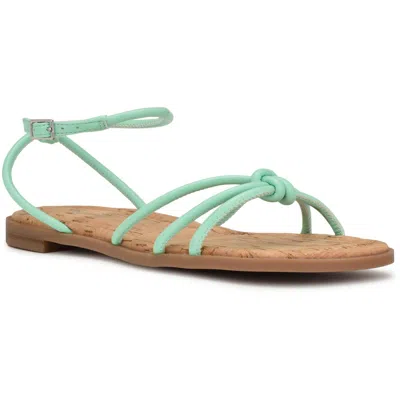 Nine West Hanklee3 Womens Comfort Insole Faux Leather Flatform Sandals In Green