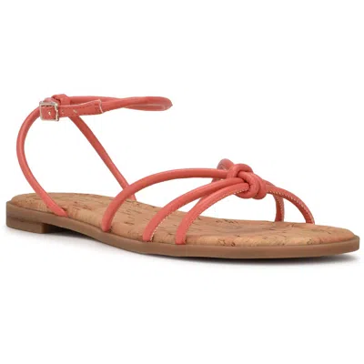 Nine West Hanklee3 Womens Comfort Insole Faux Leather Flatform Sandals In Orange