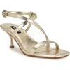 Nine West Women's Hanni Strappy Square Toe Kitten Heel Sandals In Gold