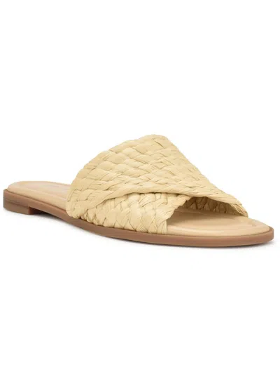 Nine West Havah Womens Slip On Open Toe Slide Sandals In Gold
