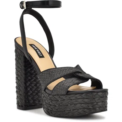 Nine West Hayya 3 Womens Ankle Strap Buckle Platform Sandals In Black